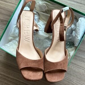 J. Crew Women's Tan Suede Block Heel Sandals